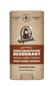 Dr. Squatch Wood Barrel Bourbon Natural Deodorant Aluminum Free Deodorant for Men, 2.65 Oz