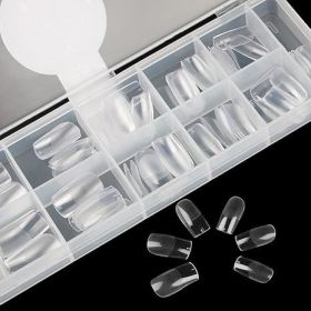 120 PCS Clear False Nails Tips Short Medium Length Full Cover Acrylic Fake Nails Almond Shaped Ballerina Nails Tips Lady French Style Nails
