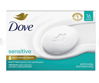 Dove Beauty Bar Soap, Sensitive Skin, 3.75 oz., 16 ct.