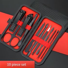 10-Piece Black Nail Clippers Kit with Travel Case â€“ Professional Cuticle Nippers & Clippers, Complete Grooming Set for Home & Travel