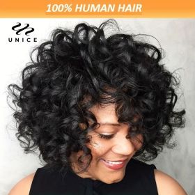 [Short Bouncy Pixie Cut Wig] Unice Hair Short Loose Curly Wigs Brazilian Hair Bouncy Waves Pixie Cut Wig Fluffy Curls Bob Wig For Women Human Hair Wig