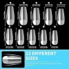 120 PCS Clear False Nails Tips Short Medium Length Full Cover Acrylic Fake Nails Almond Shaped Ballerina Nails Tips Lady French Style Nails