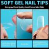 120 PCS Clear False Nails Tips Short Medium Length Full Cover Acrylic Fake Nails Almond Shaped Ballerina Nails Tips Lady French Style Nails