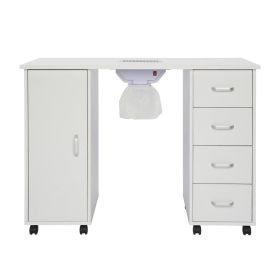 MDF Single Door 4 Drawers With Fans, White, Nail Art Table (Color: White)